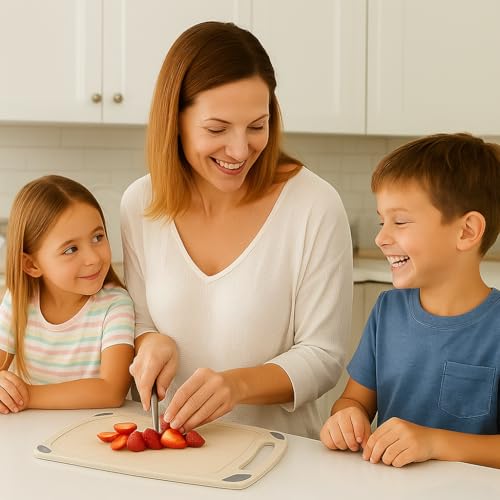 AXIOM CREATIONS 2-Piece Reversible Cutting Board Set Made from Natural Food Grade Wheat Straw Material - Eco-Conscious Alternative to Plastic - Gluten Free & BPA Free Chopping Boards for Kitchen