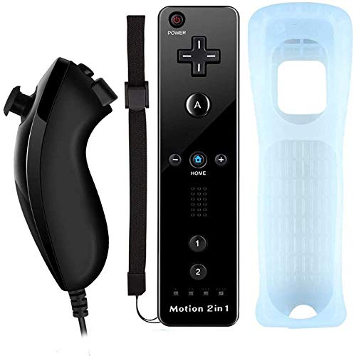 Lyyes Wii Controller with Motion Plus Wii Motion Remote with Nunchuck for Wii Wii U (Black) - Thumbnail 5