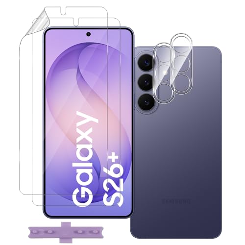 QULLOO 2+2 Pièces Protection D'écran Films pour Samsung Galaxy S26 Plus, TPU Hydrogel Film Protection Écran avec Protecteur de Caméra Verre Trempé, HD...