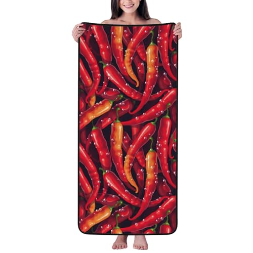 Novastar Toallas de baño de algodón para baño, toallas de microfibra con gotas de agua y chile, toallas de baño corporales, toalla de playa personalizada de secado rápido, toallas de ducha suaves para