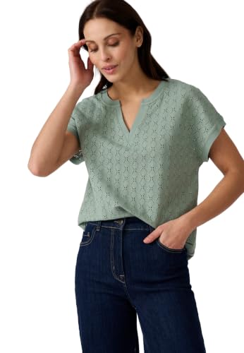 T-shirt maille jacquard marron femme Damart top manches courtes chic et confortable