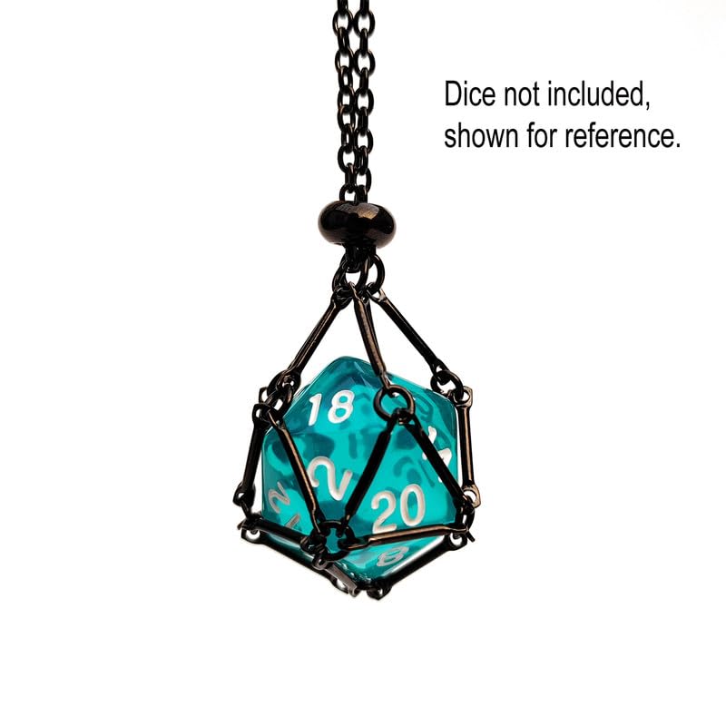 Interchangeable D20 Dice Holder Necklace - Black Empty Cage - DND Gift3