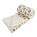 long rich Printed Dog paw Flannel Reverse to Sherpa Throw Blanket, Taupe, by Happycare Textiles