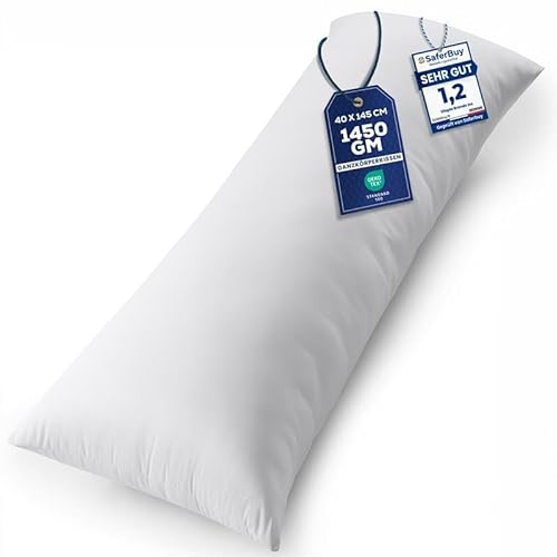 Utopia Bedding Nackenkissen, 40x145 cm Ganzkörperkissen, weiche Hohlfaserfüllung, langes Schwangerschaftskissen zur Unterstützung der Mutterschaft und für Seitenschläfer (Weiß)