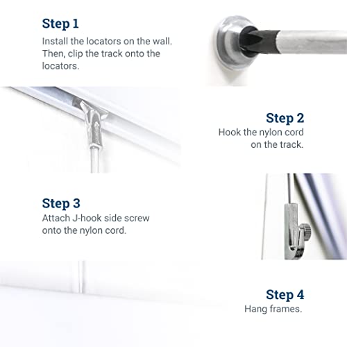 Image of Picture Rail Hanging System Covers 79 Inches | Wall Art Hanging System Includes TR100 Picture Rail Track, Nylon Cords, Artwork Hooks, and Hardware for Track - 1 Pack of Gallery Art Rail