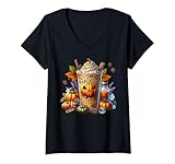 Photo Gallery donna haunted pumpkin spice latte for women funny coffee halloween maglietta con collo a v Photo Gallery donna haunted pumpkin spice latte for women funny coffee halloween maglietta con collo a v