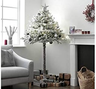 HMWD Artificial Classic 6ft Snowy Half Christmas Tree - Green Xmas Tree