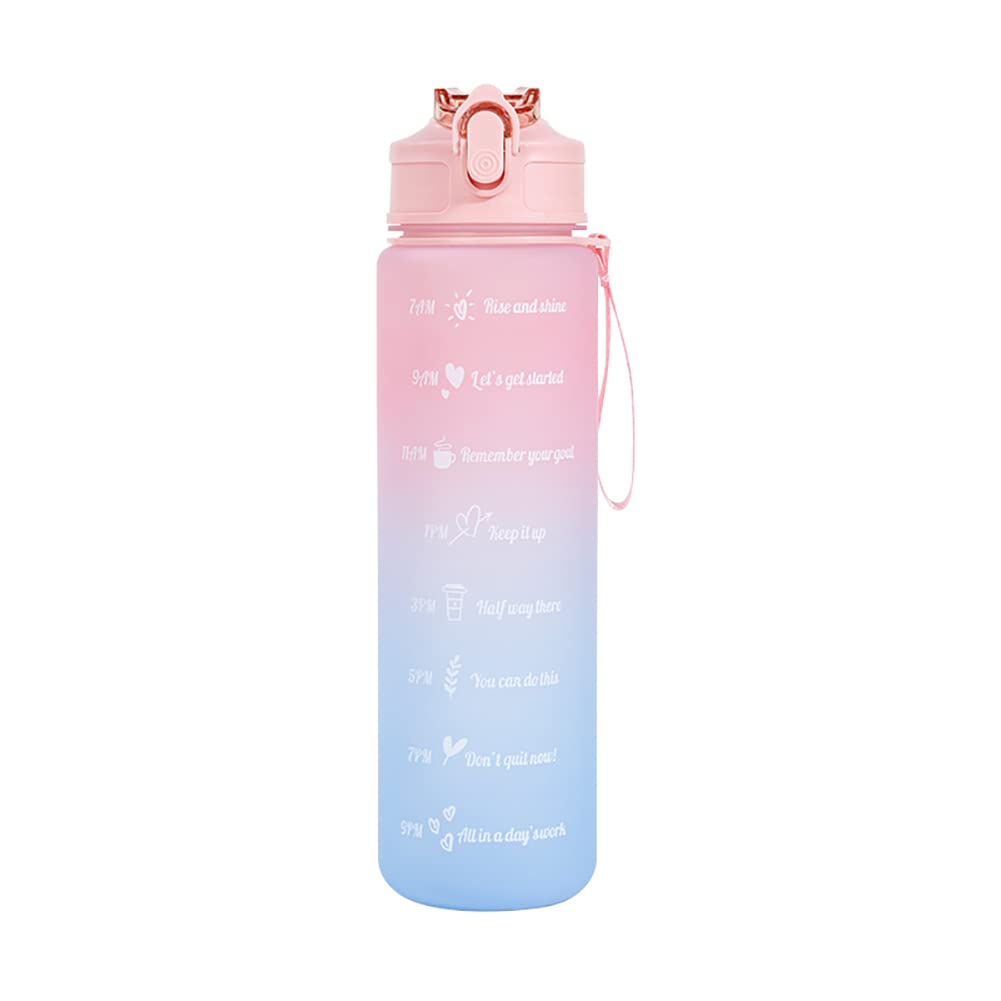 Water Bottles with Motivational Time Marker Straw 26oz Leakproof Water Jug Drink Bottles Gradient Color Water Containers Travel