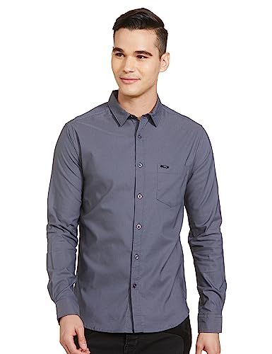 Image of The Indian Garage Co Men Slim Fit Solid Full Sleeves Spread Collar Casual Shirt