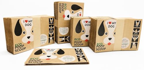 Eco Poop Scoop Sacchetti per escrementi di cani con manico e biodegradabili (110 pezzi, cartone) – sacchetti compostabili per cani e cuccioli di taglia piccola, media e grande – sacchetti per