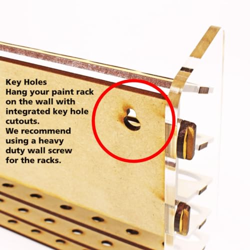 Image of Paint Rack | Holds 48 18mL Dropper Bottles | Wall Mount | Workbench | Fits Vallejo, Army Painter, AK & 26mm paints | 24x12x4in acrylic & MDF | Store upright or inverted | No-glue tab-&-slot
