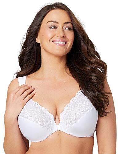 Glamorise Full Figure Plus Size Wonderwire Front Close Bra #1245 White