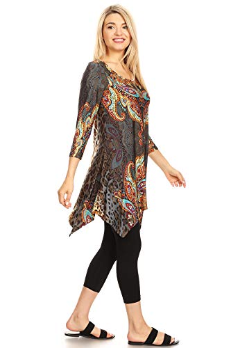 White Mark Women's Marlene Tunic Top Brown Multi #TOP2