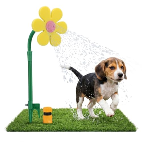 Daisy Sprinkler,360°Tanzende Crazy Daisy Rasensprenger,Wassersprinkler Kinder Outdoor, Mit Anschluss,Rasensprenger Wasserspielzeug,Gelb