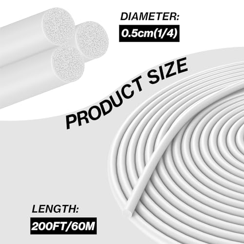 Taikula WBY-067 1/4 Inch X 200Ft Backer Rod Diameter Rubber Caulk Concrete Expansion Joint Filler White Saver Weather Strip Seal thumb #1