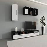 haaus Wohnwand Kos V12, Schwarz/Hochglanz Weiß, MDF, L 190 cm