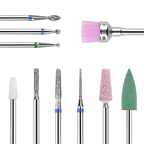Nail Drill Bits for Acrylic Nails, 3/32 Inch 10pcs Nail Cuticle Bits for Nail Drill, Professional Nail Technician for Manicure Pedicure Home Salon Use