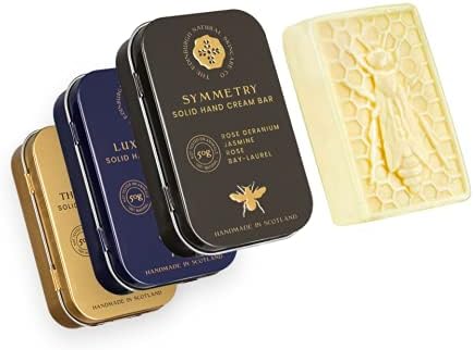 Moisturising Solid Hand Cream Bars | For Dry & Sensitive Hands Queen Bee, Luxury No.1, Symmetry | Natural Hand Cream | No Sticky Residue | Luxury Gift | Cruelty Free | Edinburgh Skincare Company