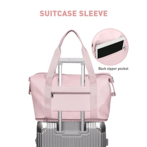 Large Travel Tote Bag, Waterproof Expandable Duffel Gym Tote Bag,Weekender Carry On Overnight Bags For Women With Trolley Sleeve Wet Pocket,Travel Duffel Bags #TOP4