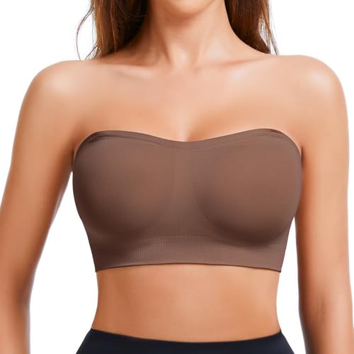 Image of Strapless Bra for Women Seamless Non-Slip Padded Bandeau Bra Wireless Push Up Tube Top Bralette