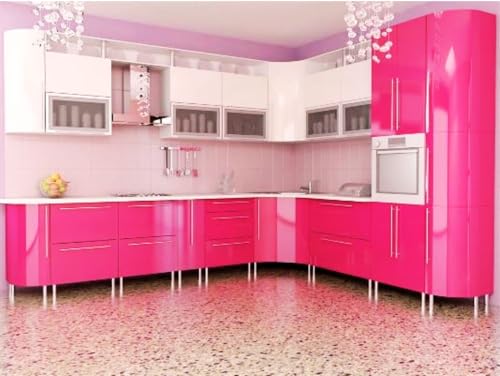 Image of CREON Pink Gloss Peel and Stick Self-Adhesive Removable Thicken Waterproof for Kitchen Countertop Cabinet Wardrobe(24X50 NCH, Dark Pink Glossy)