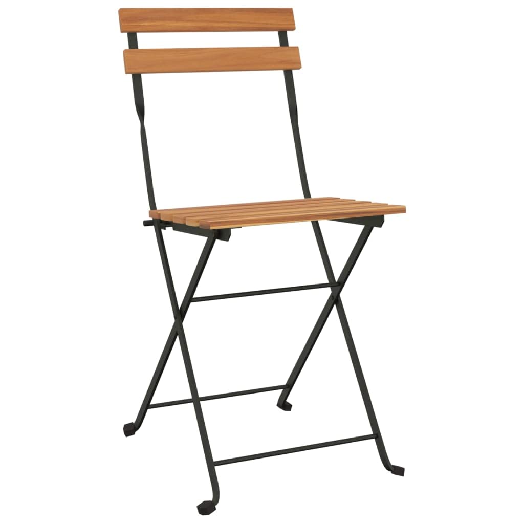 vidaXL Sillas cafetería Plegables 4 uds Acero y Madera Maciza de Teca