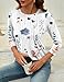 LOMON Summer 2026 Fashion Trendy 3/4 Length Sleeve Tops Blouses for Women Dressy Casual Business Tops White Pink Floral XL