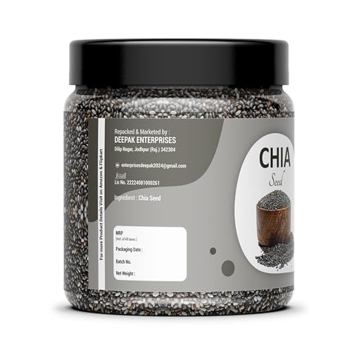 Image of RAJWADIRIPE Premium Raw Chia Seeds, Omega 3 Rich, High in Calcium, Protein & Fibre, Jar Pack (1KG)