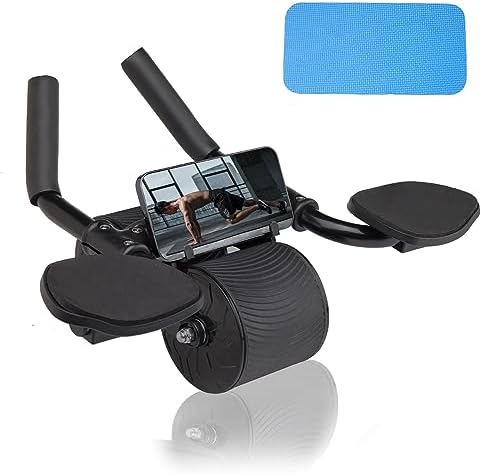 MIAODAM Automatic Rebound Abdominal Wheel, Ab Roller with Elbow Support and Timmer, Plank Ab Roller Wheel for Core Trainer with Knee Mat, Perfect Core Exercise Equipment for Home Workouts