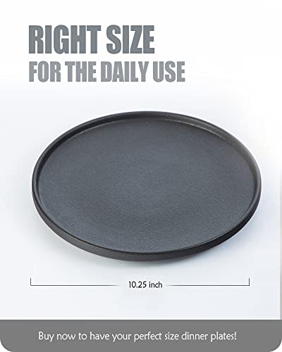 Lareina-Dinner-Plates-Scratch-resistant-1025-Inch-Flat-Ceramic-Plate-Set-of-4-Porcelain-Plates-with-Lipped-Edge-for-Salad-Steak-in-Kitchen-Restaurant-Natural-Primitive-Texture-Cast-Iron-Black Lareina Dinner Plates Scratch resistant 1025 Inch Flat Ceramic Plate Set of 4 Porcelain Plates with Lipped Edge for Salad Steak in Kitchen Restaurant Natural Primitive Texture Cast Iron Black
