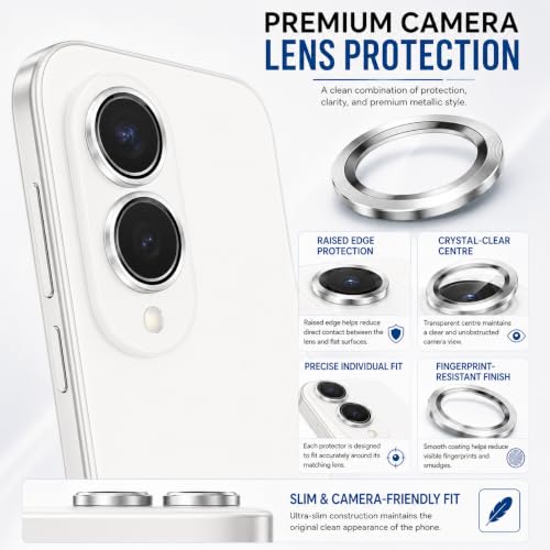 Image of ArmourPro Camera Lens Tempered Glass for Samsung Galaxy Z Fold 8 Tough HD Individual Aluminum Alloy Rings 9H Camera Cover, Scratch-Resistant,Camera Lens Protection| Silver, 1 Pack