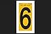 Hy-Ko RV-75/6 5" Black/Yellow Vinyl Self-Stick Reflective House Number 6