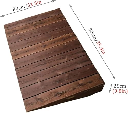 Rampa umbral de madera para cochecito de silla de ruedas, tira de transición de pino sólido antideslizante para pasos de entrada de jardín de patio de puerta, ayuda de acera portátil duradera con supe