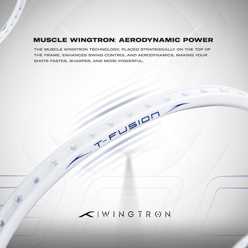 Image of Hundred T-Fusion 300 Unstrung Badminton Racket with Full Cover | 83 Grams | Maximum Tension ≤32 to 34 lbs (White)