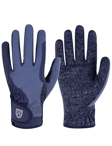 Harrison Howard Women’s Horse Riding Gloves All-Season Lightweight Non-Slip for Gardening, Running Equestrian Riding Gloves Navy S