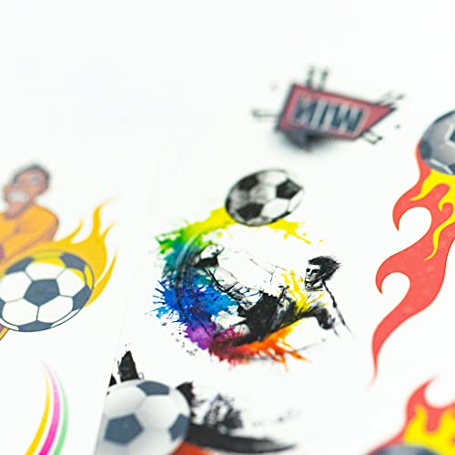 Toyseum 30 x Football Tattoo Sheets for Kids (160 Tattoos), Premium Party Bag Fillers, Pack of 30 Sheets, black and white - Image 2