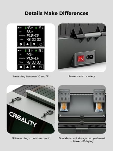 Image of Creality Space PI Plus Filament Dryer, 2 Spool Filament Storage Box, 3D Printer Dryer Box with 360 Heating, Upgraded Filament Dehydrator for PLA