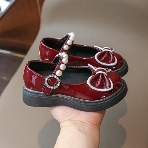 Flat Mary Jane Shoes for Girls Non Slip Dress Shoes Bow Chunky Wedding Soft Sole Leather School Shoes3