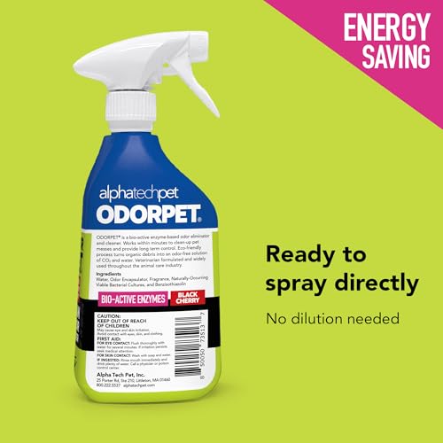Image of OdorPet Pet Stain Remover and Odor Eliminator - 16 Oz Ready To Use Spray, Non Staining, Professional Strength, Black Cherry Scent by Alpha Tech Pet