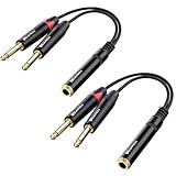 Cable Matters 2-Pack 1/4 TRS to Dual TS Stereo Audio Splitter Cable (Dual 1/4 Inch TS to TRS Female Adapter) in Black - 6 Inches / 0.15 Meters