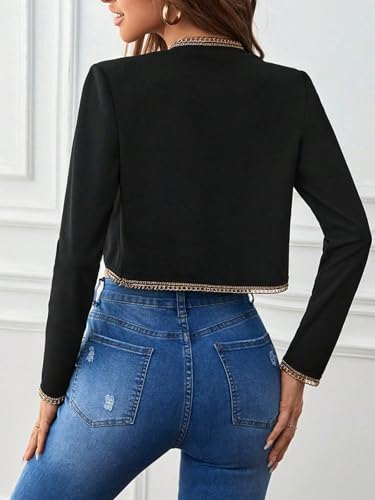 GORGLITTER Women's Open Front Cropped Blazers Long Sleeve Business Casual Lightweight Bolero Jacket2