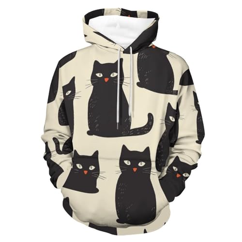 Hoodie chat noir dessin animé idéal pour vos journées détente en taille S
