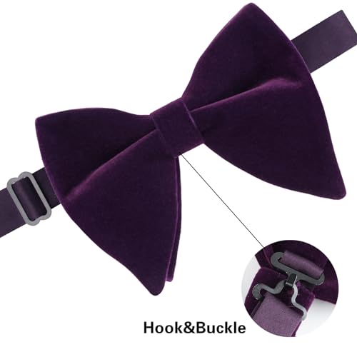 Image of Alizeal Velvet Pre-tied Adjustable Bow Tie for Men Oversize Formal Solid Tuxedo Bowtie