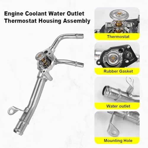 Image of Aluminium Engine Coolant Thermostat Housing Compatible with 2008-2017 Buick Enclave 2009-2017 Chevy Traverse 2007-2016 GMC Acadia 2007-2010 Saturn Outlook, Replacement for 902-692 12599235