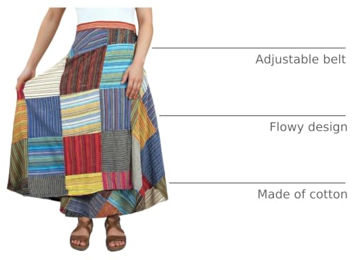 Image of Agan Boho Maxi Wrap Skirt for Women, Tie Dye Cotton Long Flowy Summer Skirt