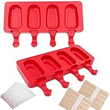 kuchen am stiel kindergeburtstag 【Was Sie bekommen】 -Dieses eisformen silikon enthält 2 Stück Silikonformen mit 4 Kavitäten (26 x 14 x 4,5 cm), die mit 100 Stück Holzstäbchen.Nicht nur schön, um im Sommer gefrorene Ornamente zu kreieren, sondern auch, um im Winter eigene Desserts zu bekommen.