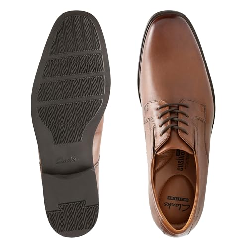 Clarks Homme Tilden Plain Homme Chaussures-à-lacets -derbies, Foncé Tan Lea, 41 EU