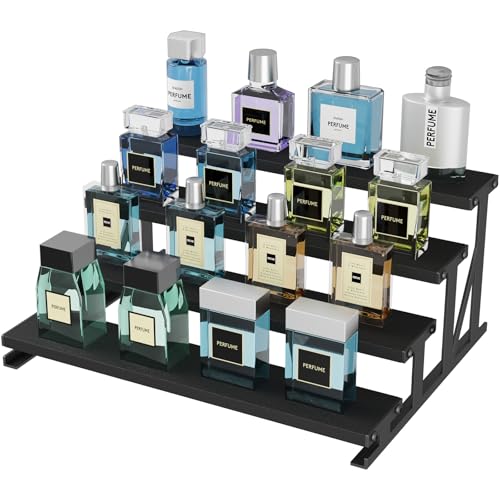 Lifewit Perfume Stand Cologne Organiser Wooden Cupcake Display Riser for Fragrance Aftershave Skincare Makeup for Vanity Bedroom Bathroom Storage Black 35 cm/13.9 1 Pcs