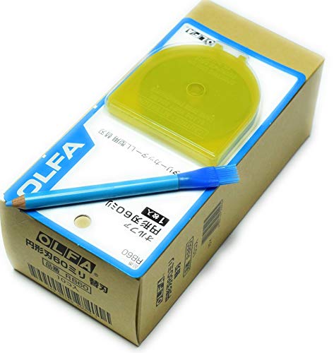 OLFA 60mm Tungsten Tool Steel Rotary Blades,Set of 10 +Marking Pen [Japan Import] (60mm x 10)