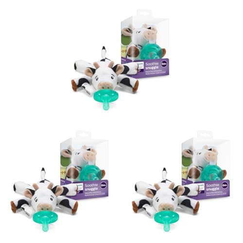 Image of Philips Avent Soothie Snuggle Pacifier Holder with Detachable Pacifier,0m+,Cow,SCF347/05,(Pack of 3)